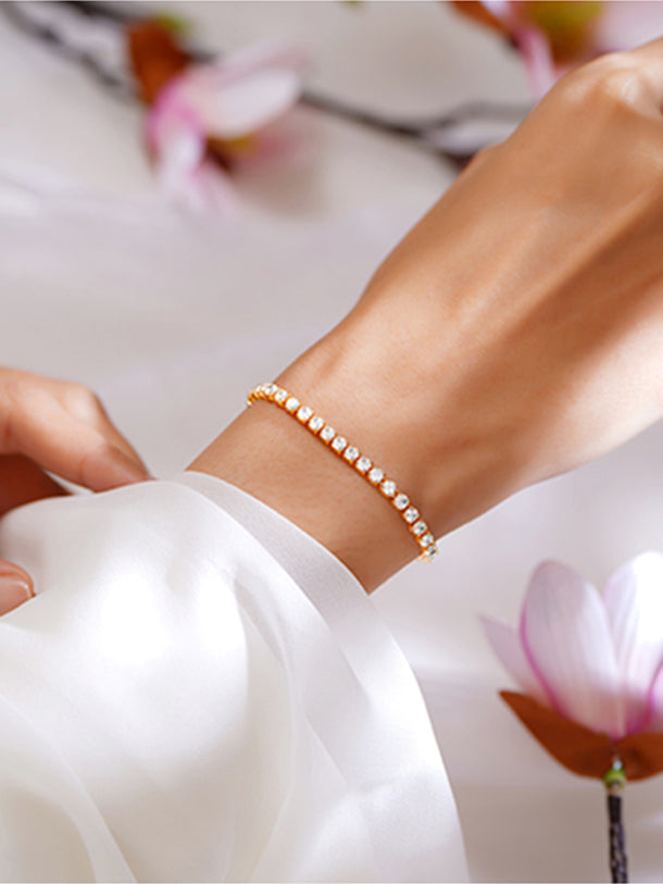 Gold Plate Zirconia Tennis Bracelet