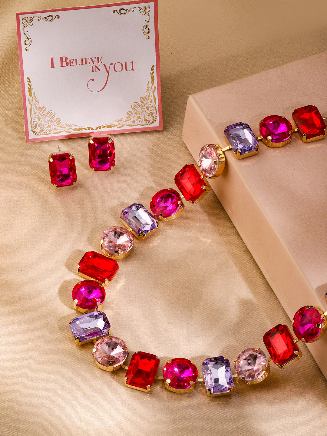 Green Crystal Party Necklace Set