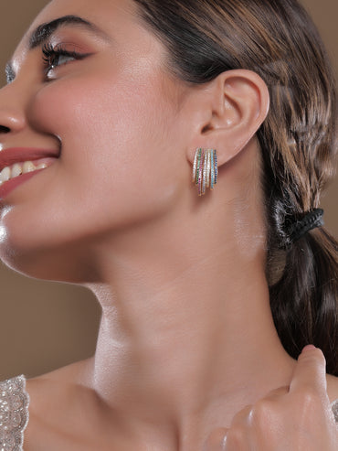 Rainbow Glow Multi Zirconia Hoops Huggies