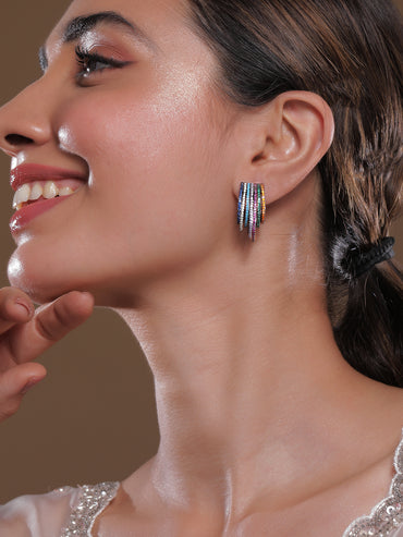Midnight Rainbow Shine Hoop Earrings