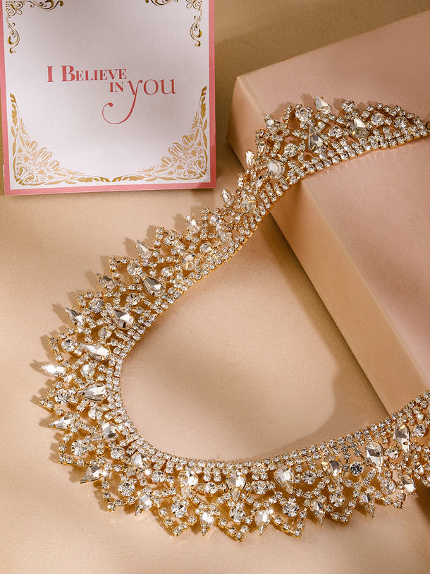 Rubans Gold Plated Handcrafted Rhinestone Necklace