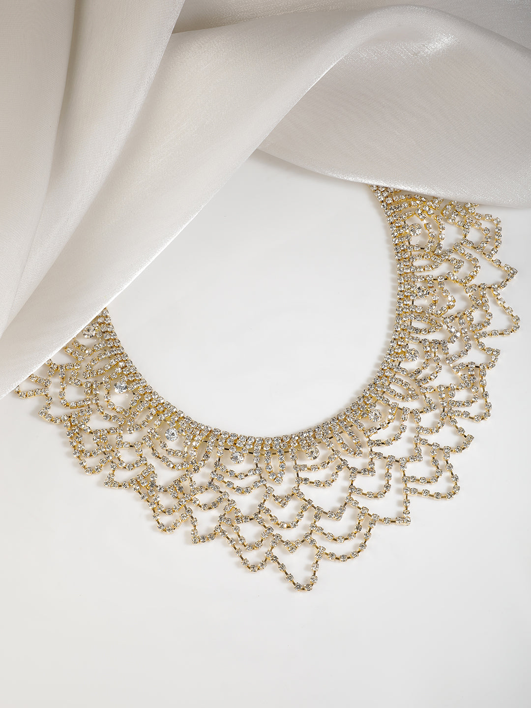 Rubans Gold Toned Handcrafted Zircon Stone Necklace