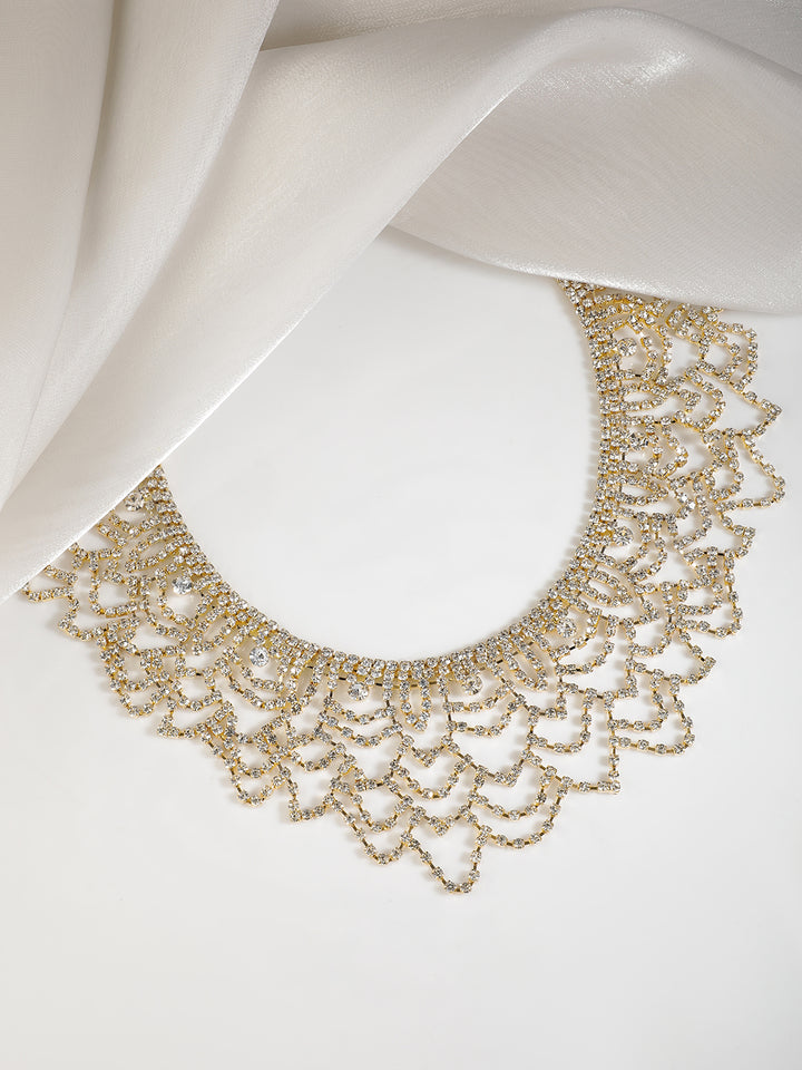 Rubans Gold Toned Handcrafted Zircon Stone Necklace