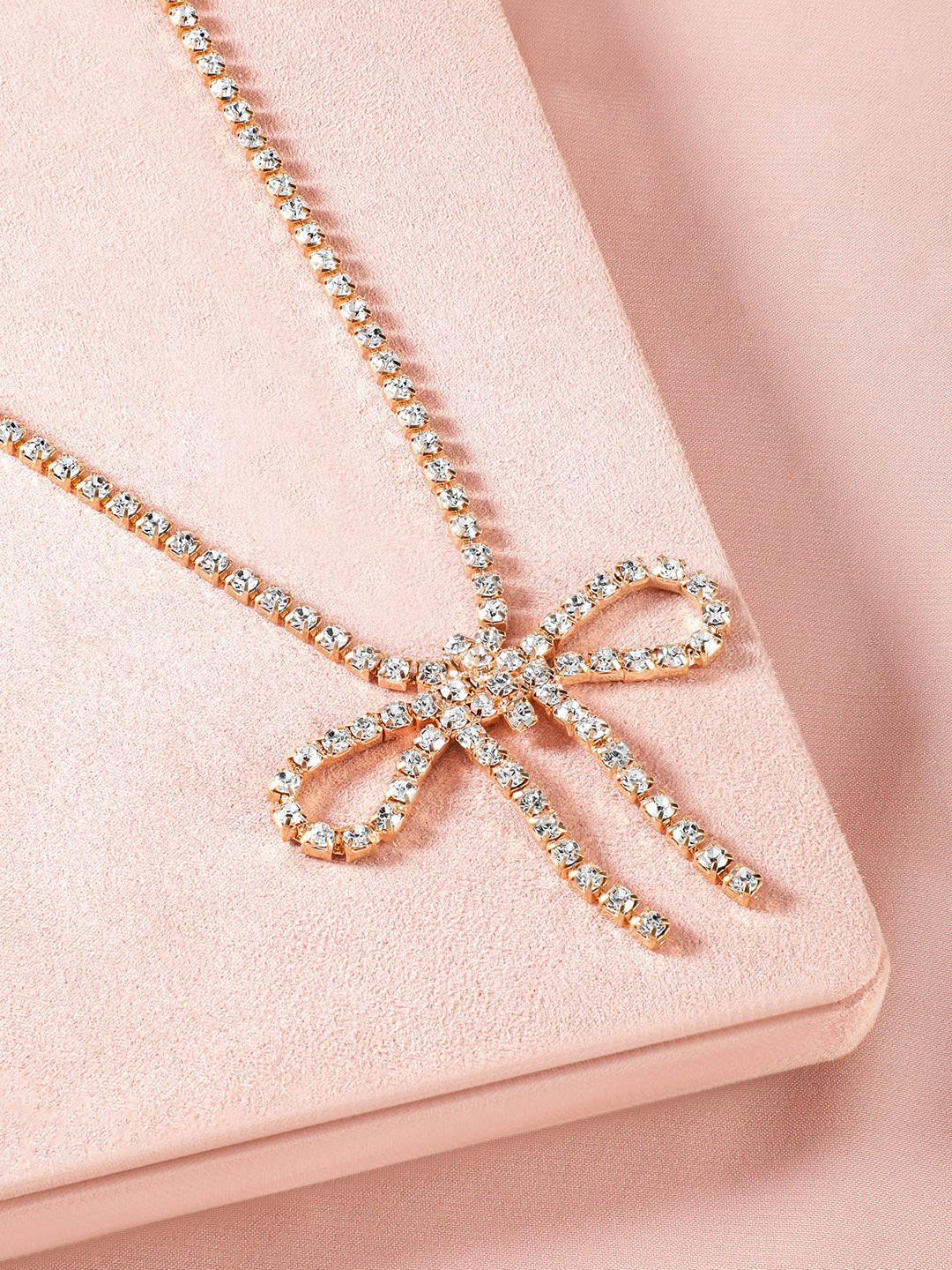 Dazzling Bow American Diamond Zirconia Studded Necklace