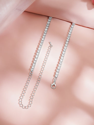 Rhodium Plated Green Heart Crystal Necklace