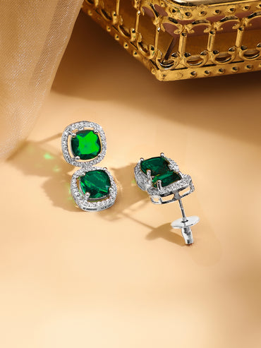 American Diamond Zirconia Emerald Necklace Set