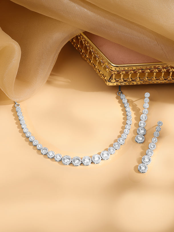 American Diamond Zirconia Necklace Set