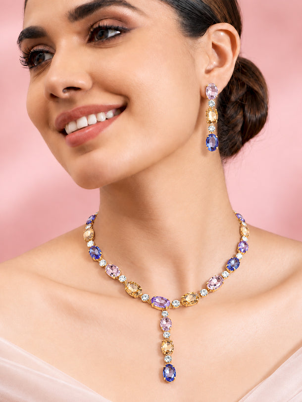 Gold Plated Multicolor Crystal Necklace Set