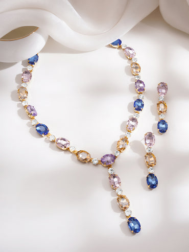 Gold Plated Multicolor Crystal Necklace Set