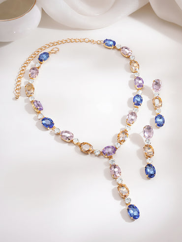 Gold Plated Multicolor Crystal Necklace Set