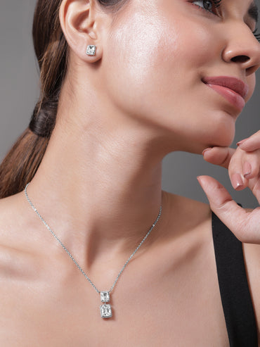 Rhodium plated Octo Pendant Set