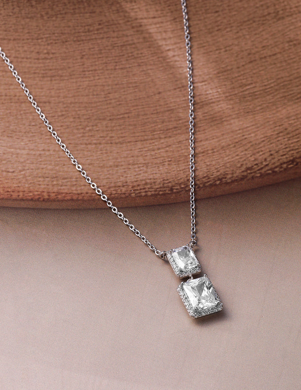 Rhodium plated Octo Pendant Set