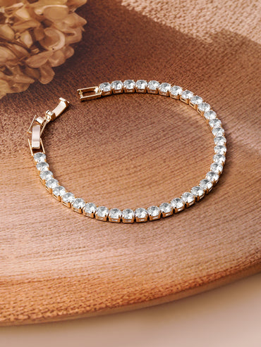 18K Gold Plated Cubic Zirconia Studded Statement Tennis Bracelet