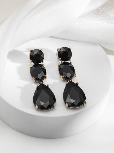 High-Fashion Black Crystal Earrings