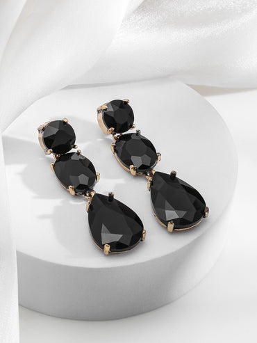 High-Fashion Black Crystal Earrings