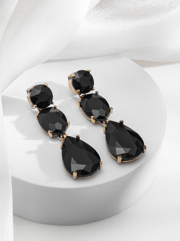 High-Fashion Black Crystal Earrings