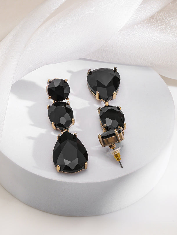 High-Fashion Black Crystal Earrings