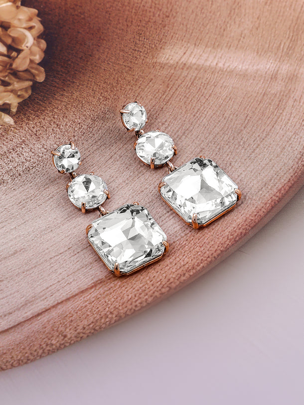 White Crystal Dangler Earrings