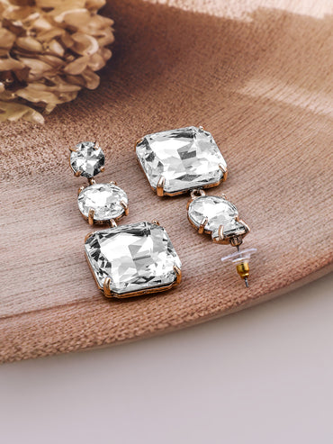 White Crystal Dangler Earrings