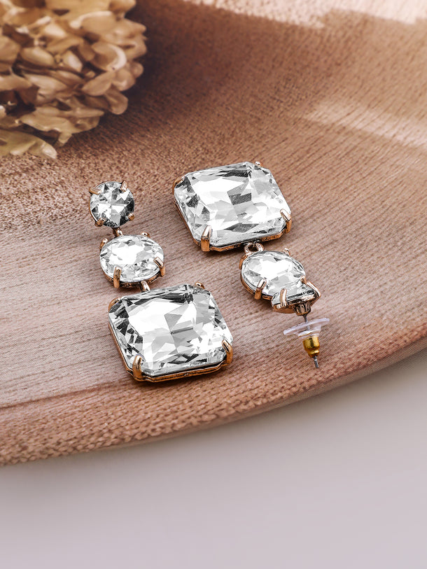 White Crystal Dangler Earrings