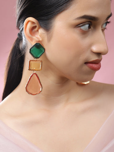 Multi Colored Statement Drop Earrings