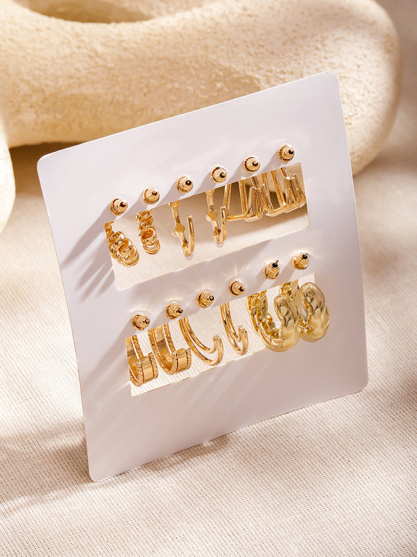 Pack of 6 Gold Toned Hoop Earrings