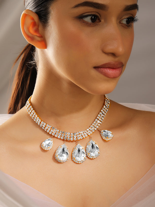 Shimmering American Diamond Zirconia Statement Necklace