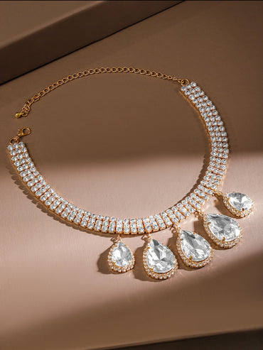 Shimmering American Diamond Zirconia Statement Necklace