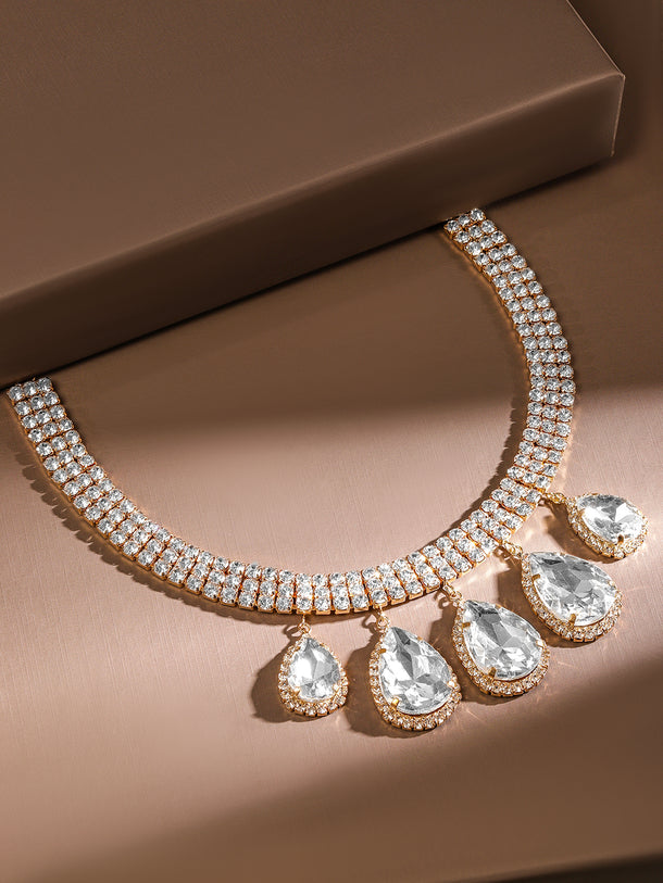 Shimmering American Diamond Zirconia Statement Necklace