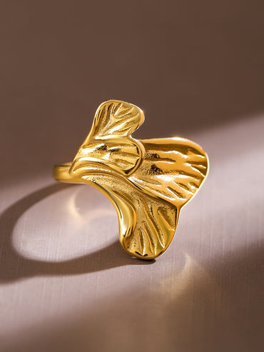 Rubans 18K Gold-Plated Floral Statement Adjustable Ring Ã¢â‚¬â€œ Bold & Elegant Design