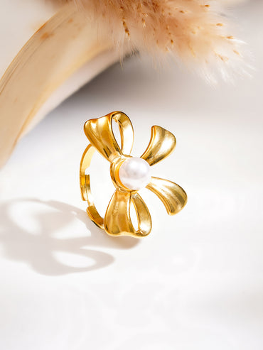 Demi Fine Pearl Bow Statement Ring