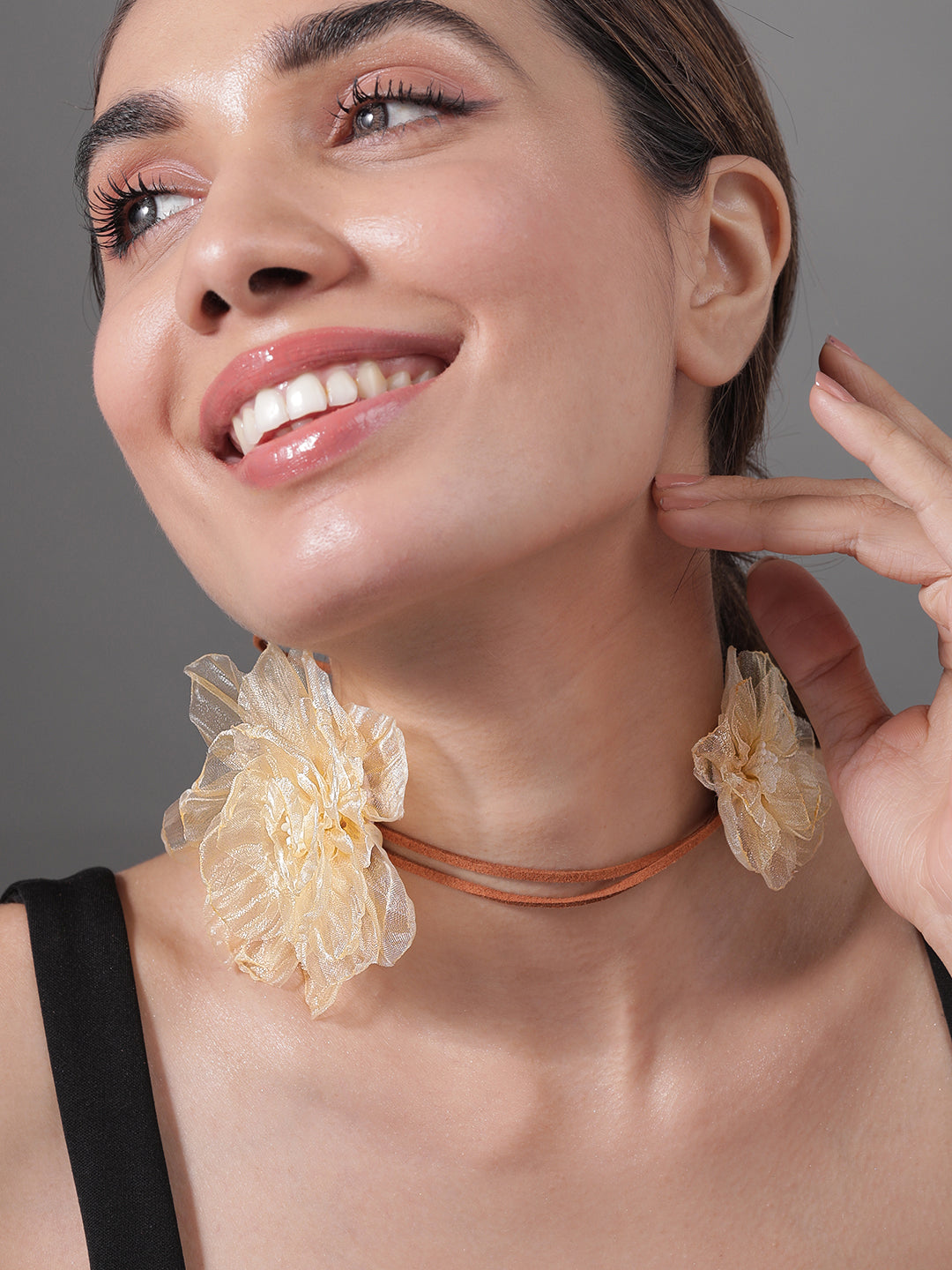 Delicately Graceful Pink Floral Statement Necklace