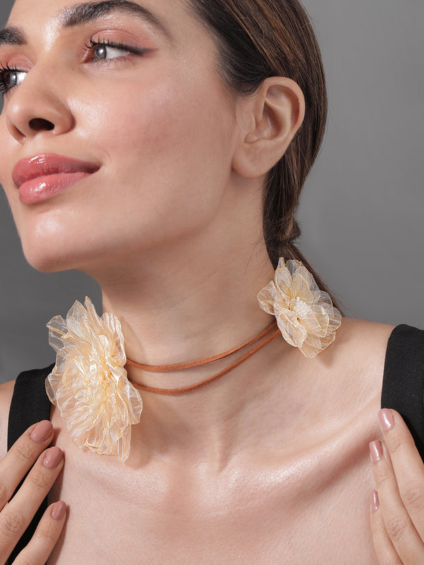 Delicately Graceful Pink Floral Statement Necklace
