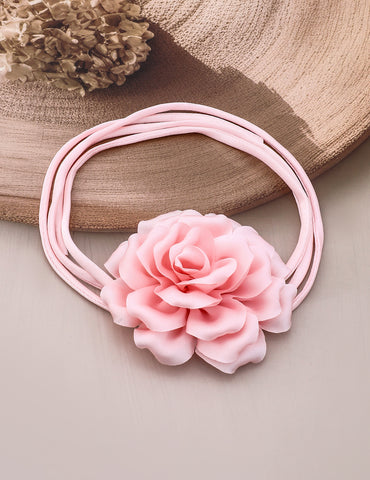 Pink Flower Accent Cord Choker Set