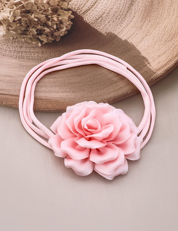 Pink Flower Accent Cord Choker Set