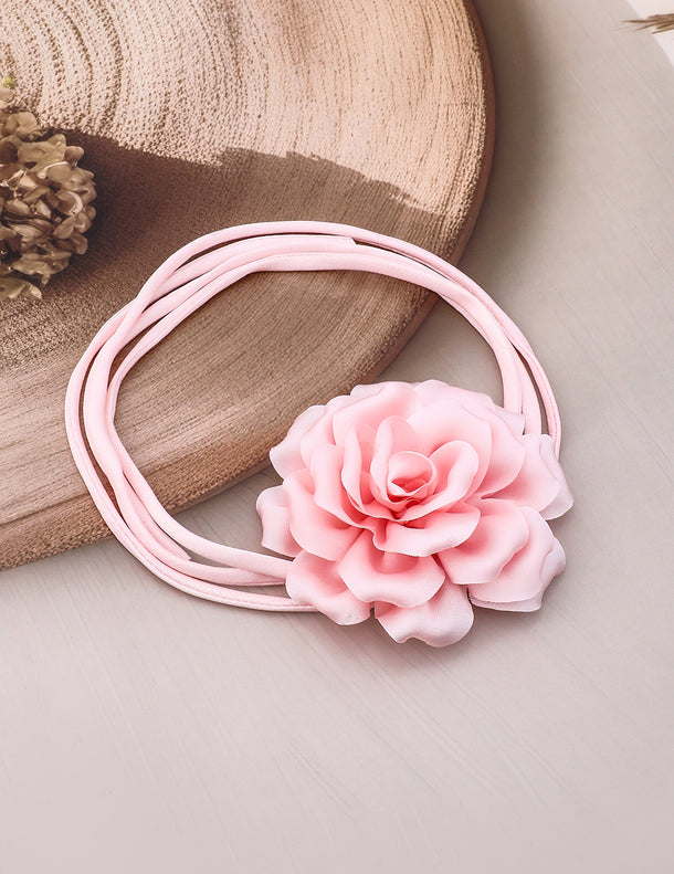 Pink Flower Accent Cord Choker Set
