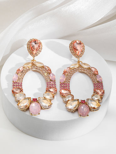 Dreamy Pink Crystal Statement Danglers