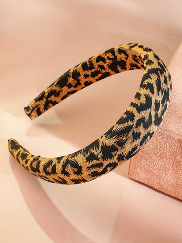 Rubans Women Leopard Print Satin Padded Embellished Headband