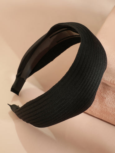 Rubans Elegant Black Pleated Textured Wide Headband