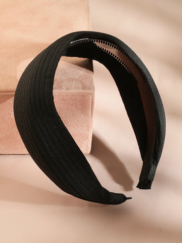 Rubans Elegant Black Pleated Textured Wide Headband