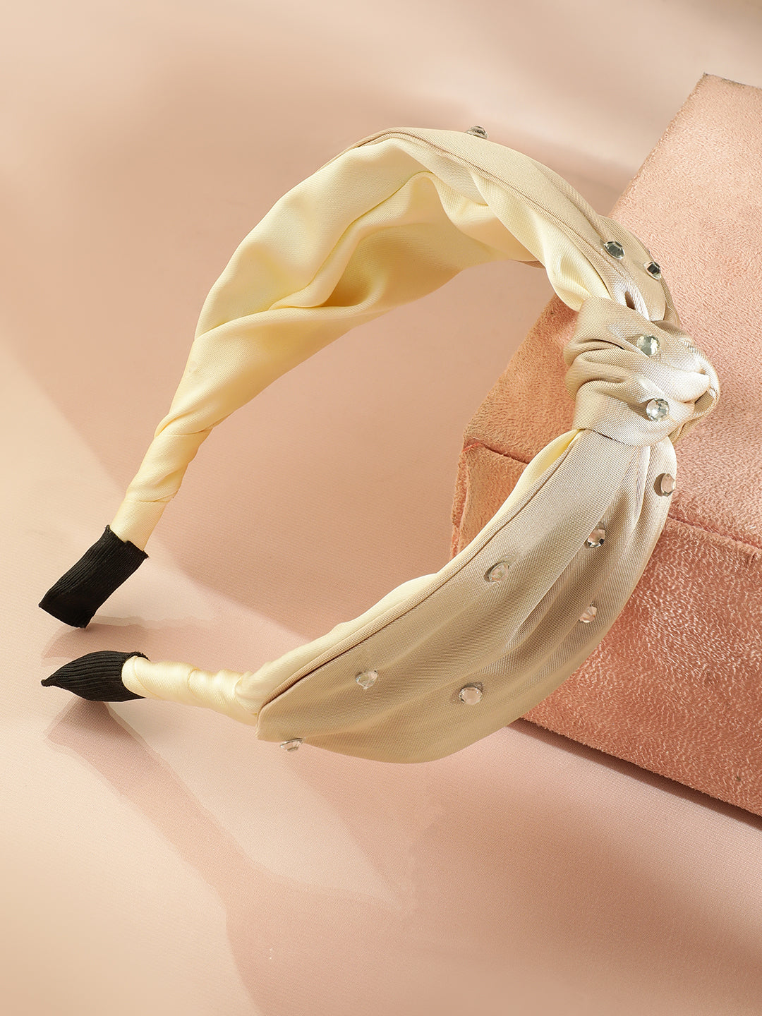 Embellished Beige Satin Headband