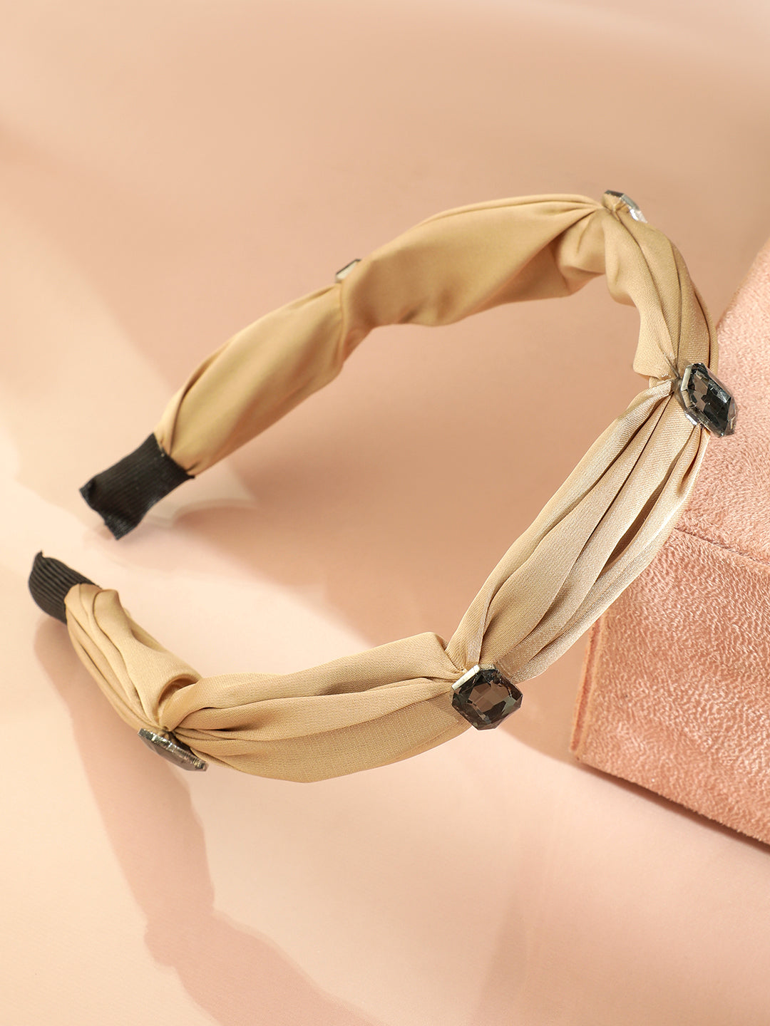 Stone Studded Beige Headband