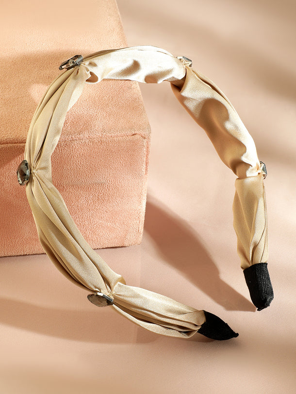 Stone Studded Beige Headband