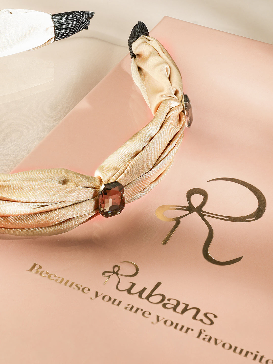 Stone Studded Beige Headband