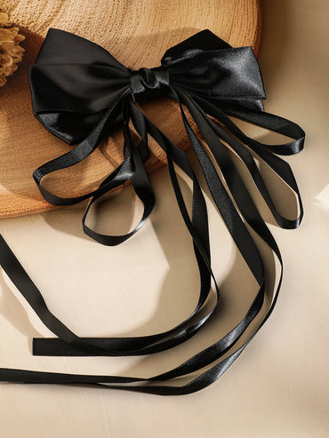 Satin Black Ribbon Hair Pin