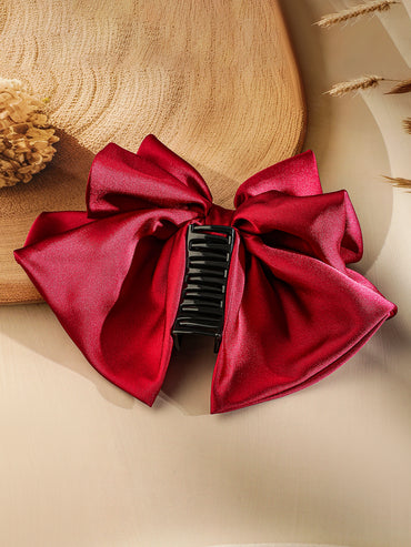 Maroon Bow Motif Hair Pin