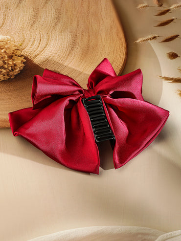 Maroon Bow Motif Hair Pin