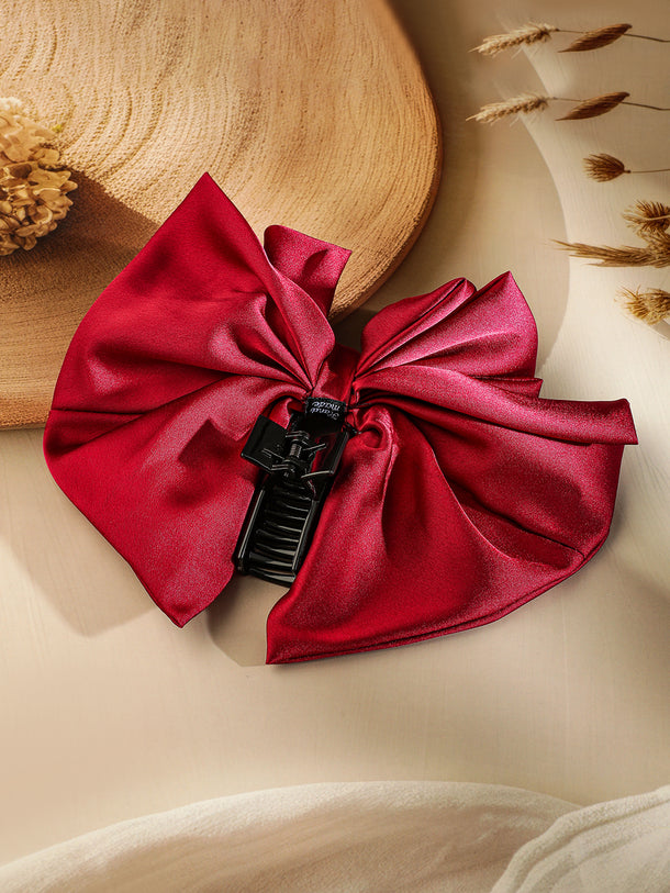 Maroon Bow Motif Hair Pin