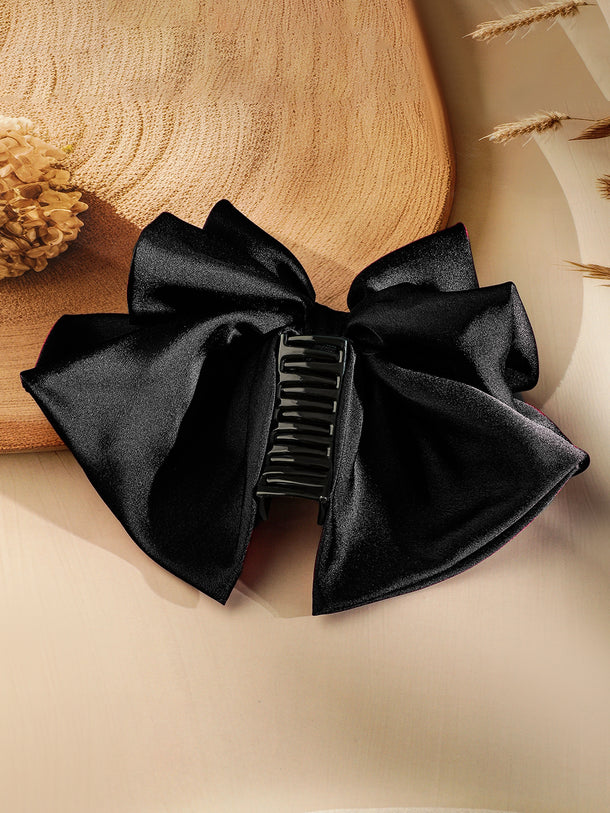 Black Satin Bow Hair Pin
