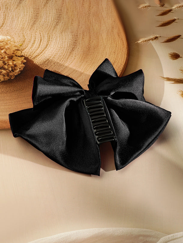 Black Satin Bow Hair Pin